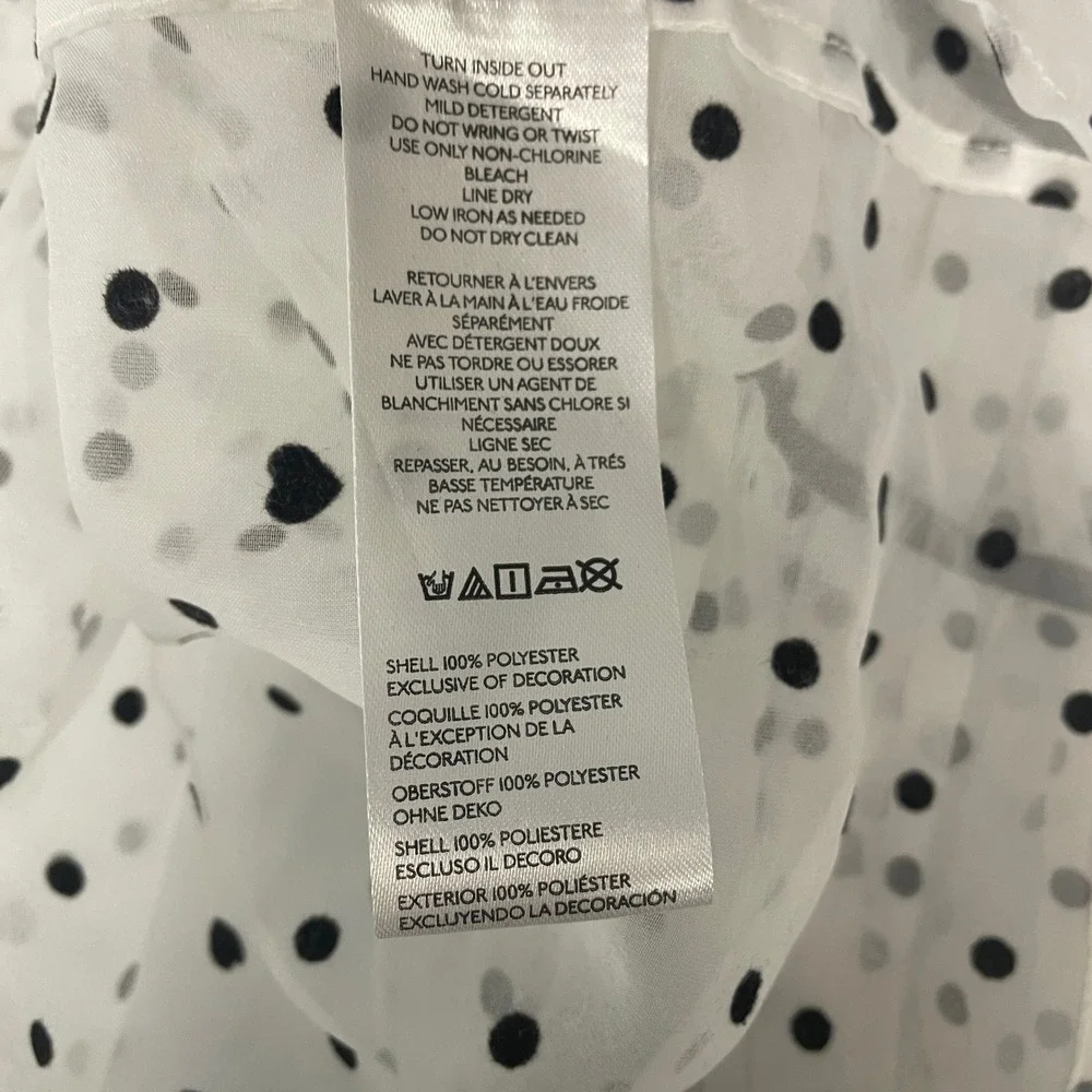 Maeve Polka Dot Heart Sheer Blouse Size Medium White Black Coquette Romantic - Picture 6 of 8